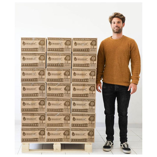 Bois densifié - Qualité Premium - Palette de 80 cartons de 6 bûches